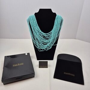 Joan Rivers Classics Collection Aqua Seed Bead Multi Strand‎ Necklace 36"